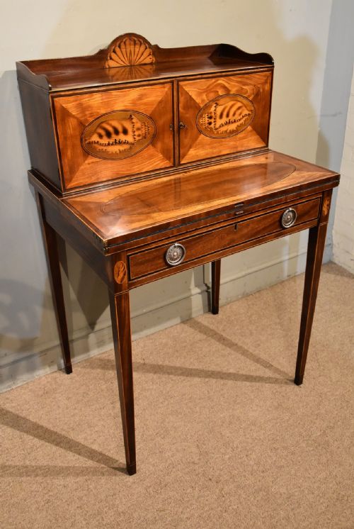 GEORGE III SATINWOOD MAHOGANY BONHEUR DU JOUR - ADDITIONAL PHOTO 5