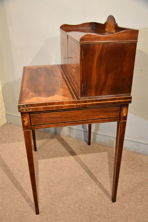 GEORGE III SATINWOOD MAHOGANY BONHEUR DU JOUR - ADDITIONAL PHOTO 9