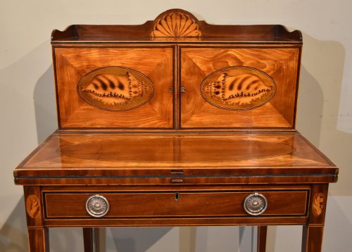 GEORGE III SATINWOOD MAHOGANY BONHEUR DU JOUR - ADDITIONAL PHOTO 10