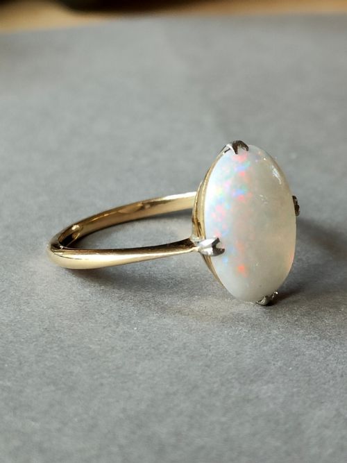 ART DECO 18CT GOLD PLATINUM FIERY OPAL RING - ADDITIONAL PHOTO 3