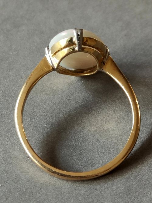 ART DECO 18CT GOLD PLATINUM FIERY OPAL RING - ADDITIONAL PHOTO 4