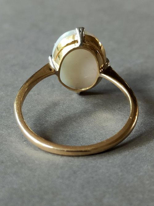 ART DECO 18CT GOLD PLATINUM FIERY OPAL RING - ADDITIONAL PHOTO 5