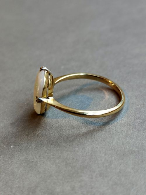 ART DECO 18CT GOLD PLATINUM FIERY OPAL RING - ADDITIONAL PHOTO 10