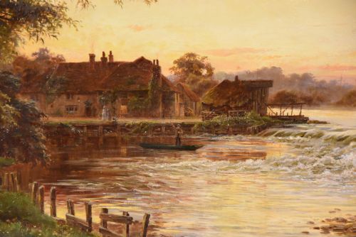 OIL PAINTING BY WILLIAM BRADLEY PANGBOURNE ON THAMES - ADDITIONAL PHOTO 2