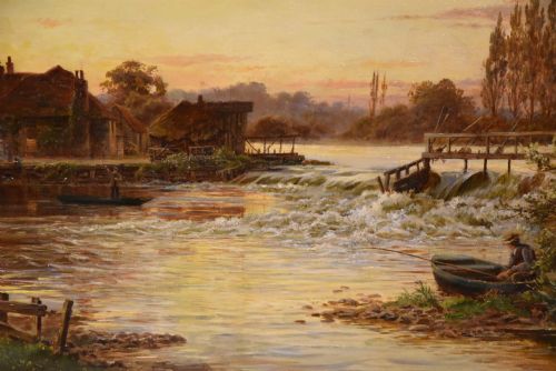 OIL PAINTING BY WILLIAM BRADLEY PANGBOURNE ON THAMES - ADDITIONAL PHOTO 3