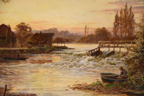 OIL PAINTING BY WILLIAM BRADLEY PANGBOURNE ON THAMES - ADDITIONAL PHOTO 4