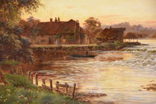 OIL PAINTING BY WILLIAM BRADLEY PANGBOURNE ON THAMES - ADDITIONAL PHOTO 5