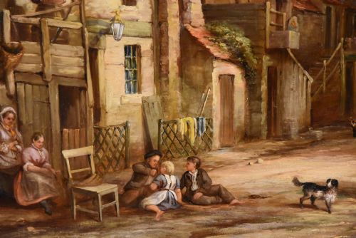 OIL PAINTING BY E GODBY A VILLAGE HIGH STREET - ADDITIONAL PHOTO 3