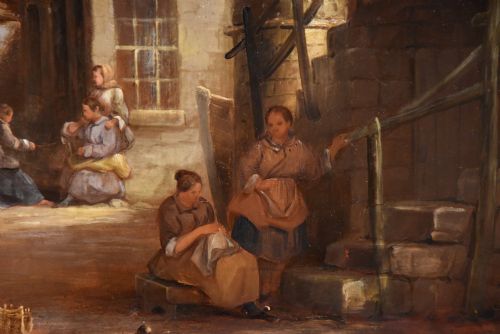 OIL PAINTING BY E GODBY A VILLAGE HIGH STREET - ADDITIONAL PHOTO 5