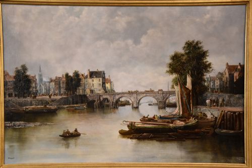 OIL PAINTING BY WILLIAM HOWARD ST ANGERS BRIDGE ON THE RHINE - ADDITIONAL PHOTO 1