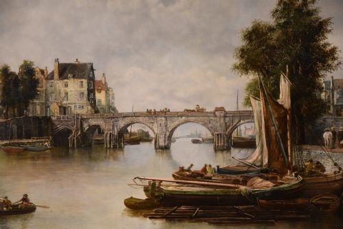 OIL PAINTING BY WILLIAM HOWARD ST ANGERS BRIDGE ON THE RHINE - ADDITIONAL PHOTO 2