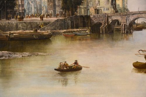 OIL PAINTING BY WILLIAM HOWARD ST ANGERS BRIDGE ON THE RHINE - ADDITIONAL PHOTO 3