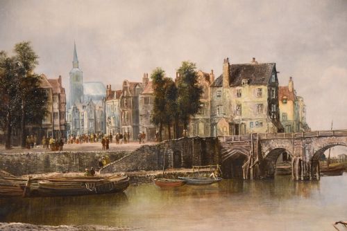 OIL PAINTING BY WILLIAM HOWARD ST ANGERS BRIDGE ON THE RHINE - ADDITIONAL PHOTO 4