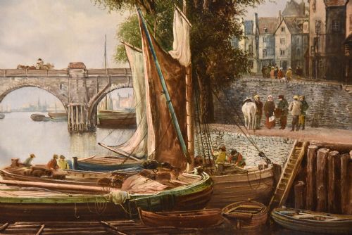 OIL PAINTING BY WILLIAM HOWARD ST ANGERS BRIDGE ON THE RHINE - ADDITIONAL PHOTO 5