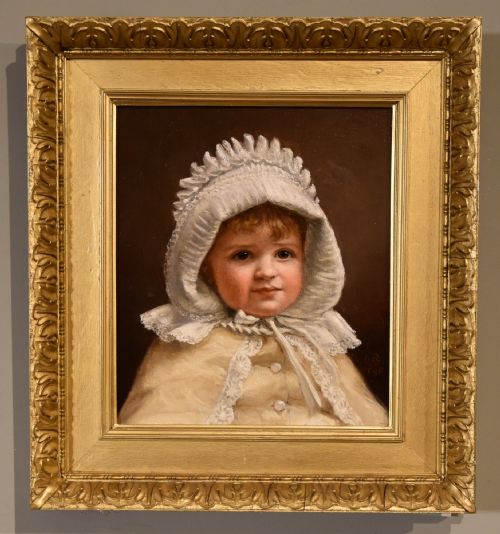 oil painting by minnie agnes cohen the new bonnet - CATEGORY: ANTIQUE ART - DATED 19TH CENTURY