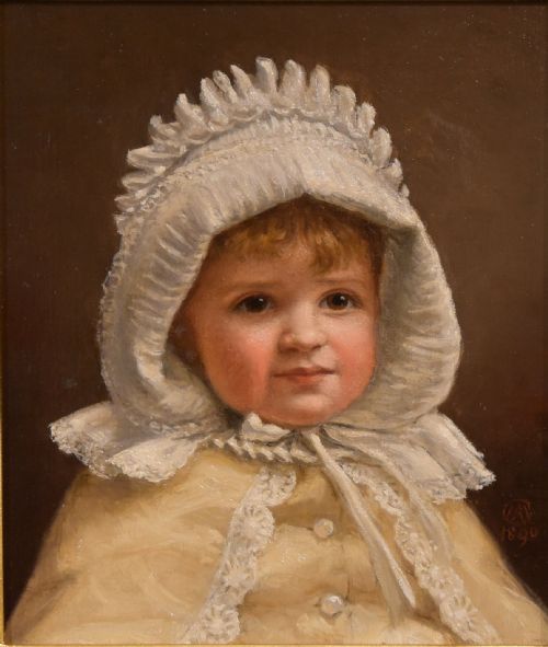OIL PAINTING BY MINNIE AGNES COHEN THE NEW BONNET - ADDITIONAL PHOTO 1