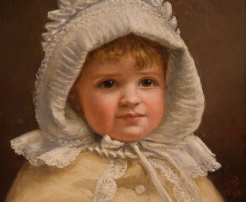 OIL PAINTING BY MINNIE AGNES COHEN THE NEW BONNET - ADDITIONAL PHOTO 2