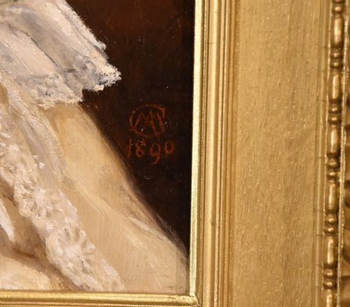 OIL PAINTING BY MINNIE AGNES COHEN THE NEW BONNET - ADDITIONAL PHOTO 3