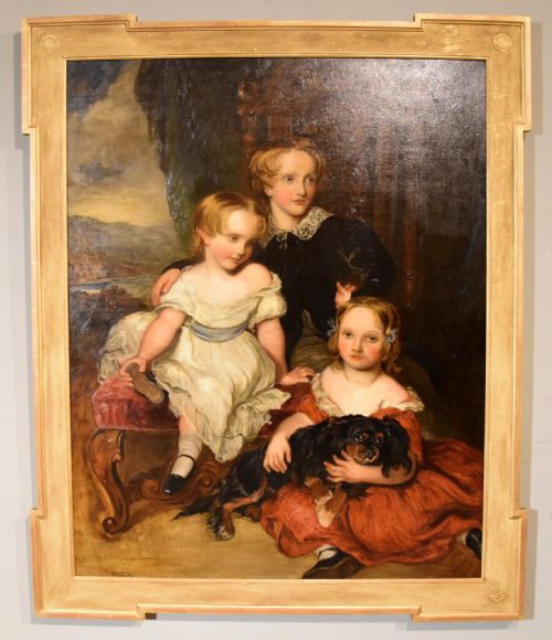 oil painting by frank moss bennett portrait of john annabella and augusta annesley - CATEGORY: ANTIQUE ART - DATED 1920