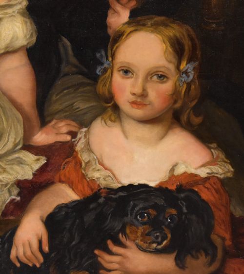 OIL PAINTING BY FRANK MOSS BENNETT PORTRAIT OF JOHN ANNABELLA AND AUGUSTA ANNESLEY - ADDITIONAL PHOTO 3