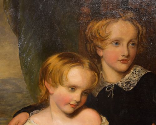 OIL PAINTING BY FRANK MOSS BENNETT PORTRAIT OF JOHN ANNABELLA AND AUGUSTA ANNESLEY - ADDITIONAL PHOTO 6