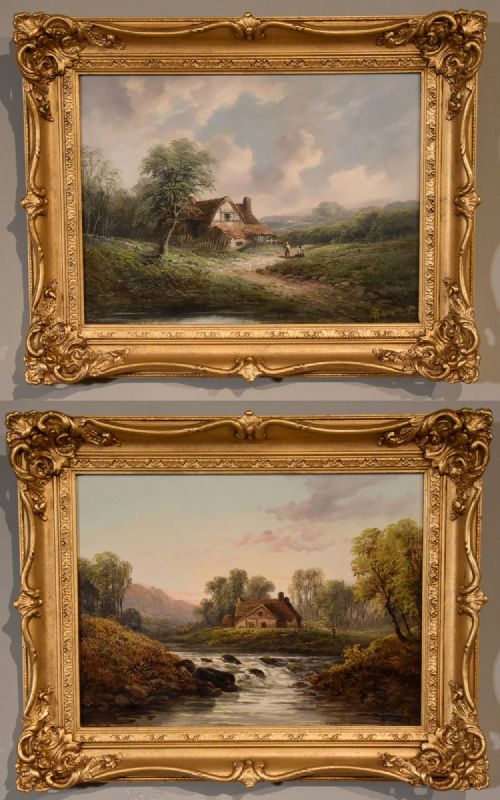 oil painting pair by william stone midland landscapes - CATEGORY: ANTIQUE ART - DATED 19TH CENTURY