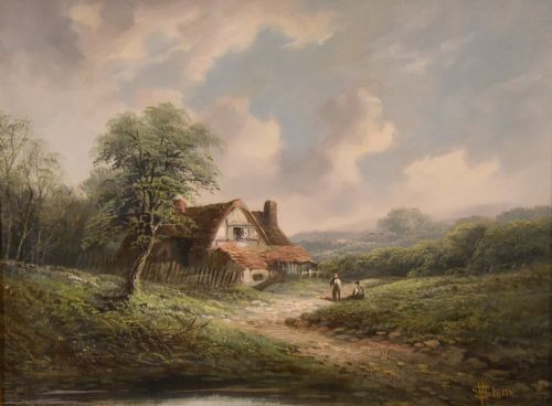 OIL PAINTING PAIR BY WILLIAM STONE MIDLAND LANDSCAPES - ADDITIONAL PHOTO 1