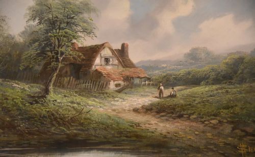 OIL PAINTING PAIR BY WILLIAM STONE MIDLAND LANDSCAPES - ADDITIONAL PHOTO 2