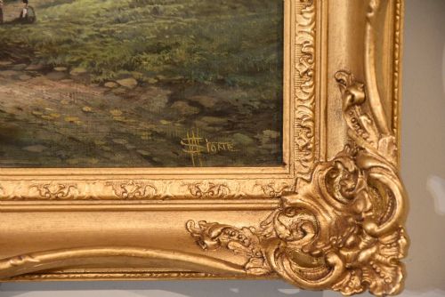OIL PAINTING PAIR BY WILLIAM STONE MIDLAND LANDSCAPES - ADDITIONAL PHOTO 3