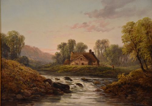 OIL PAINTING PAIR BY WILLIAM STONE MIDLAND LANDSCAPES - ADDITIONAL PHOTO 4
