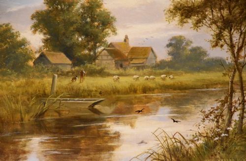 OIL PAINTING PAIR BY JOSEPH PIKE RIVER LANDSCAPES - ADDITIONAL PHOTO 2