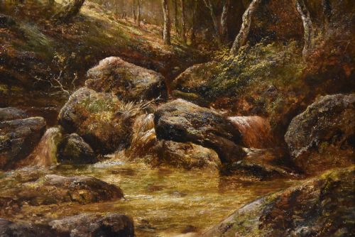 OIL PAINTING BY JOSEPH THORS THE STREAM THROUGH THE WOODS - ADDITIONAL PHOTO 2