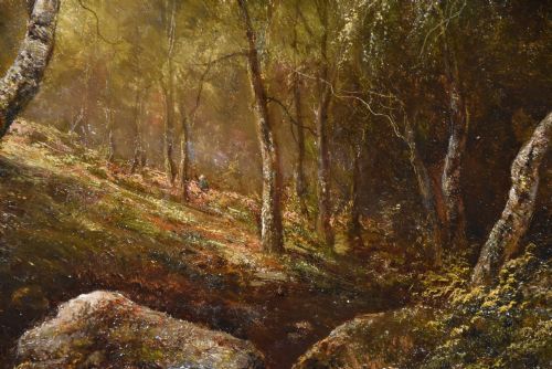 OIL PAINTING BY JOSEPH THORS THE STREAM THROUGH THE WOODS - ADDITIONAL PHOTO 3