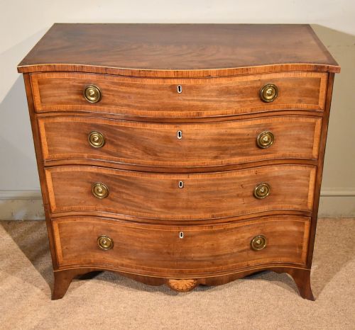 18TH CENTURY SERPENTINE CHEST OF DRAWERS CONCH SHELL INLAY - ADDITIONAL PHOTO 1