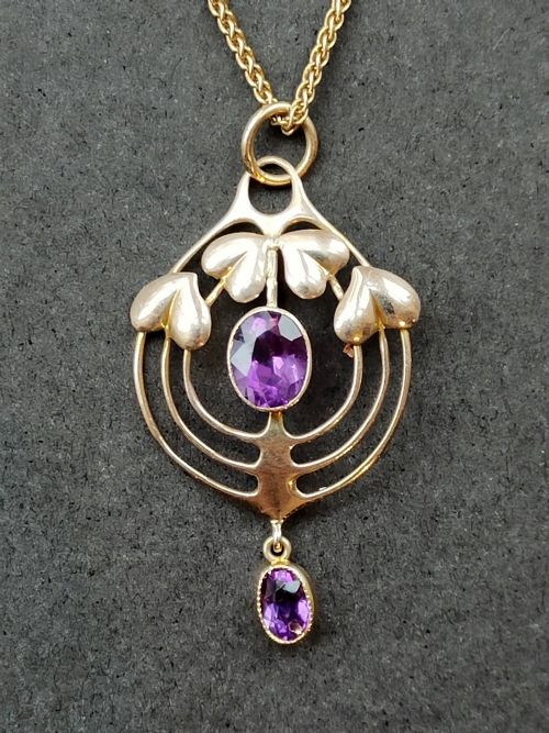 MURRLE BENNETT 9CT GOLD AMETHYST HEART PENDANT AND CHAIN - ADDITIONAL PHOTO 7