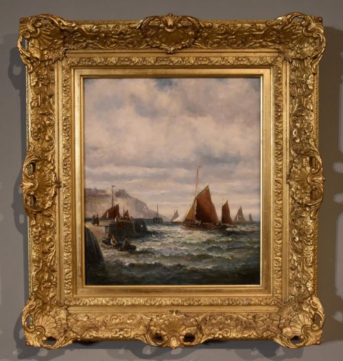 oil painting by lilian m thornley off the coast - CATEGORY: ANTIQUE ART - DATED 19TH CENTURY