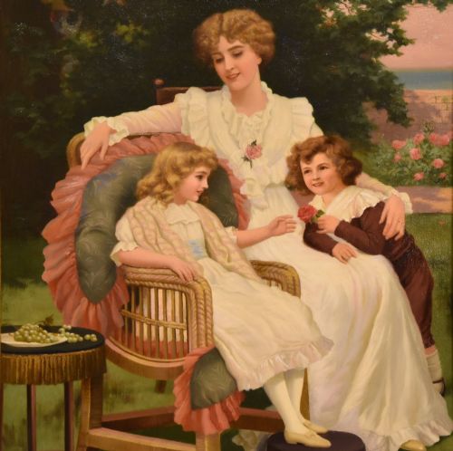 OIL PAINTING BY HERBERT BLAND SPARKS HAPPY FAMILIES - ADDITIONAL PHOTO 1