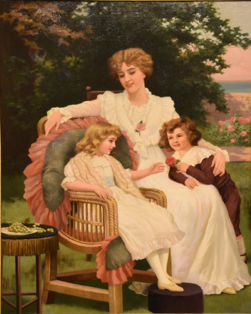 OIL PAINTING BY HERBERT BLAND SPARKS HAPPY FAMILIES - ADDITIONAL PHOTO 3