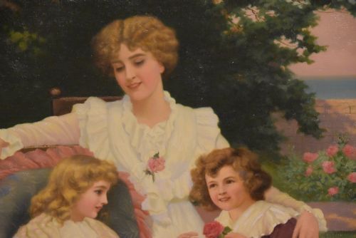 OIL PAINTING BY HERBERT BLAND SPARKS HAPPY FAMILIES - ADDITIONAL PHOTO 4