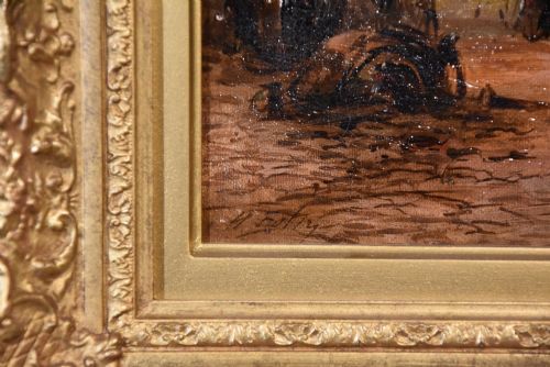 OIL PAINTING PAIR BY HENRY FOLEY CONTINENTAL TOWN SCENES - ADDITIONAL PHOTO 5