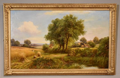 oil painting pair by robin fenson stooking - CATEGORY: ANTIQUE ART - DATED 19TH CENTURY