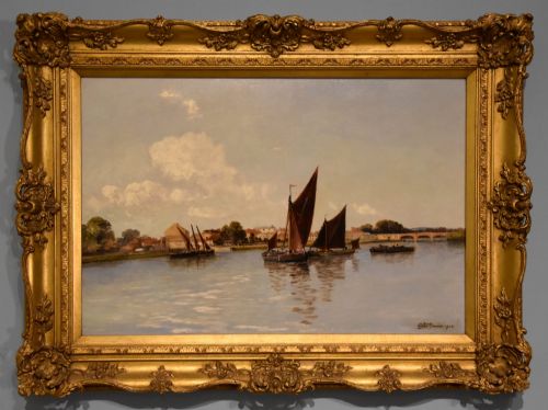oil painting by gordon a meadows barnes on thames - CATEGORY: ANTIQUE ART - DATED 19TH CENTURY