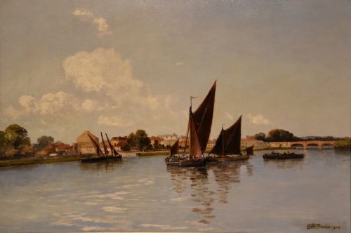 OIL PAINTING BY GORDON A MEADOWS BARNES ON THAMES - ADDITIONAL PHOTO 1