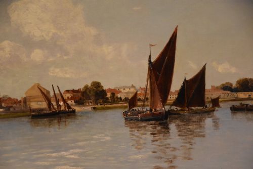 OIL PAINTING BY GORDON A MEADOWS BARNES ON THAMES - ADDITIONAL PHOTO 2