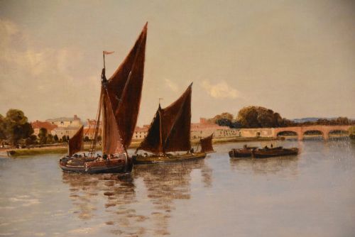 OIL PAINTING BY GORDON A MEADOWS BARNES ON THAMES - ADDITIONAL PHOTO 5