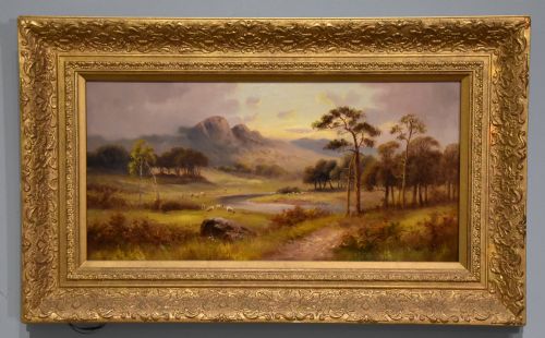 oil painting by sidney yates johnson highland landscape - CATEGORY: ANTIQUE ART - DATED 19TH CENTURY