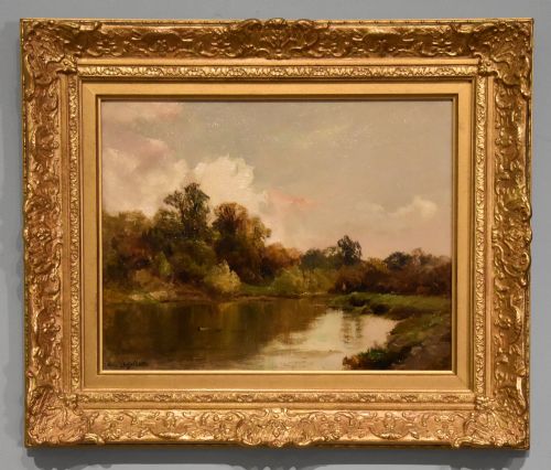 oil painting by alfred de breanski senior the river medway - CATEGORY: ANTIQUE ART - DATED 19TH CENTURY