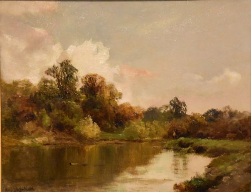 OIL PAINTING BY ALFRED DE BREANSKI SENIOR THE RIVER MEDWAY - ADDITIONAL PHOTO 1