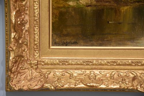 OIL PAINTING BY ALFRED DE BREANSKI SENIOR THE RIVER MEDWAY - ADDITIONAL PHOTO 2