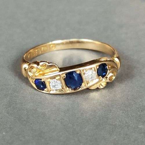 EDWARDIAN 18CT GOLD SAPPHIRE AND DIAMOND RING 1902 - ADDITIONAL PHOTO 5